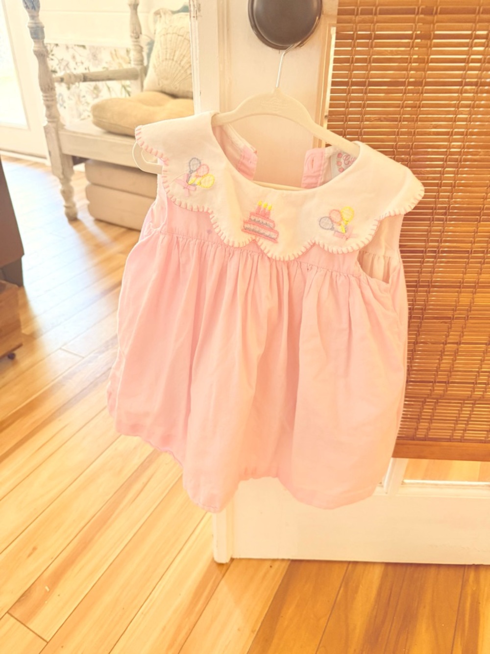 Cecil and Lou Pink Baby Dress with Embroidered Collar